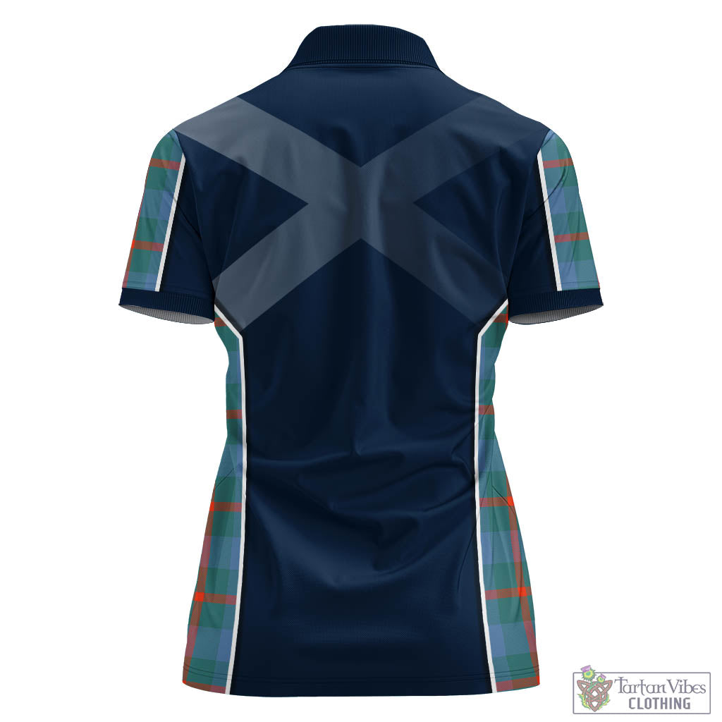 Tartan Vibes Clothing Agnew Ancient Tartan Women's Polo Shirt with Family Crest and Scottish Thistle Vibes Sport Style