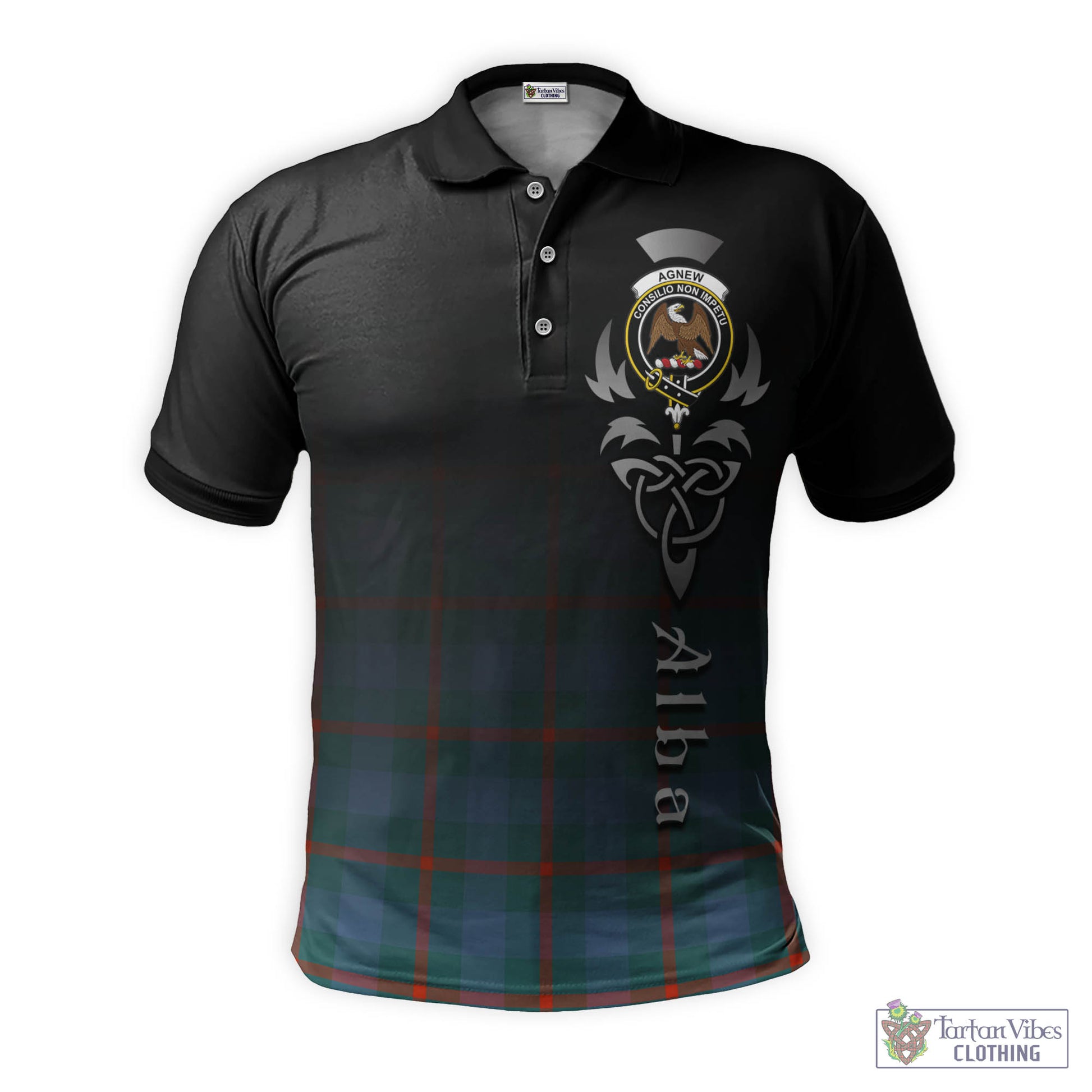 Tartan Vibes Clothing Agnew Ancient Tartan Polo Shirt Featuring Alba Gu Brath Family Crest Celtic Inspired