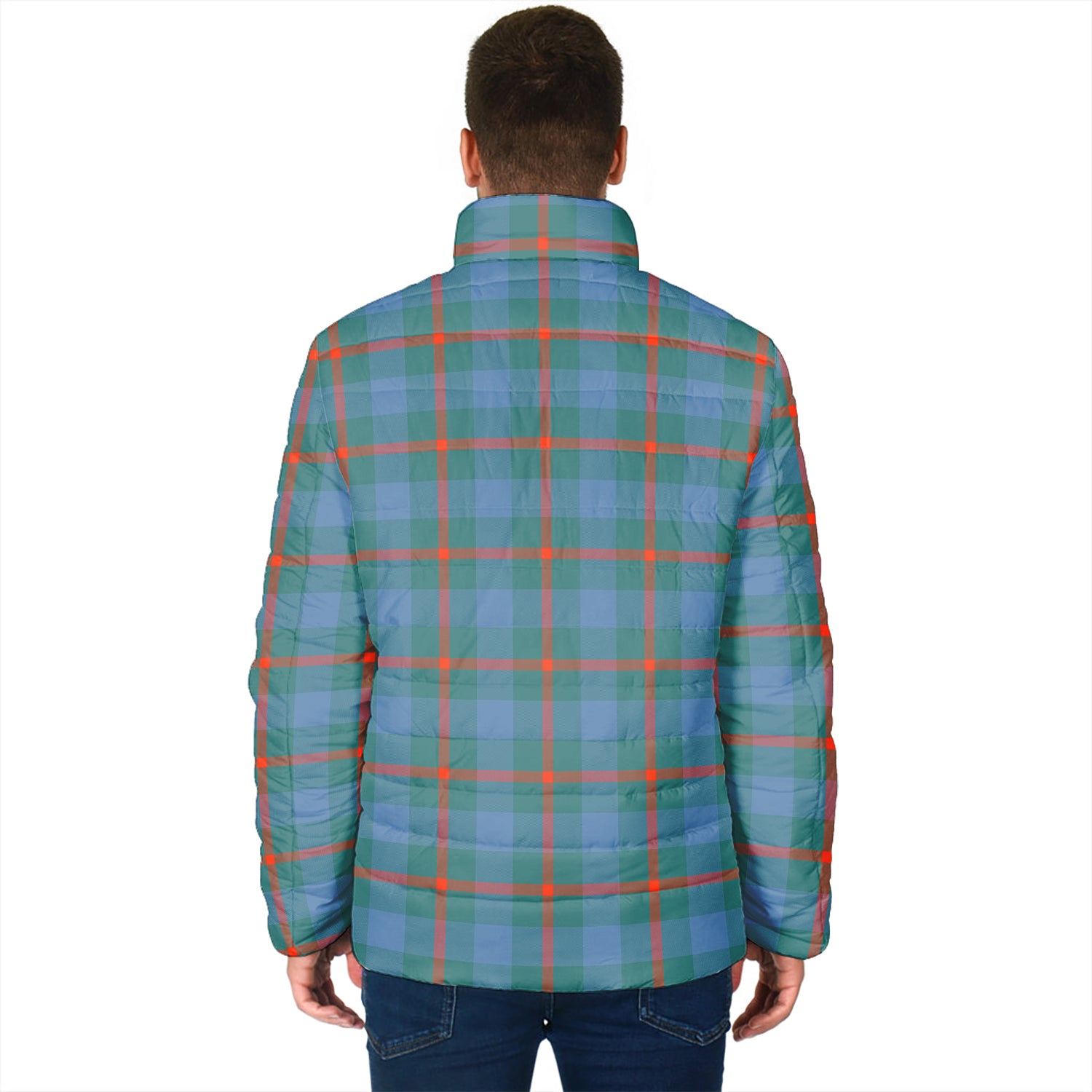 Agnew Ancient Tartan Padded Jacket with Family Crest - Tartan Vibes Clothing