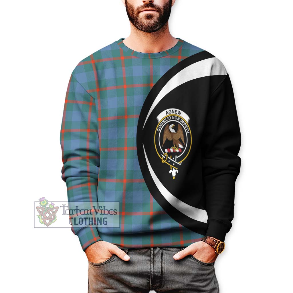 Agnew Ancient Tartan Sweatshirt with Family Crest Circle Style - Tartan Vibes Clothing