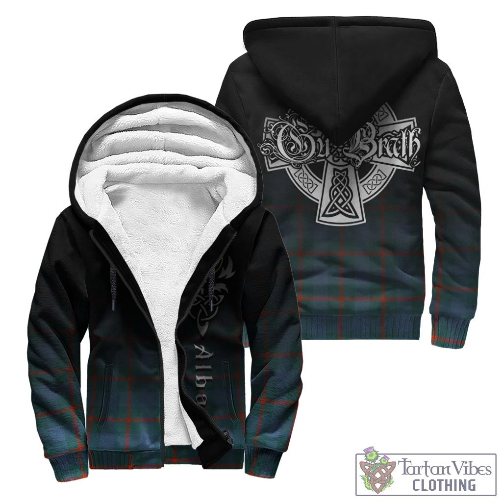 Tartan Vibes Clothing Agnew Ancient Tartan Sherpa Hoodie Featuring Alba Gu Brath Family Crest Celtic Inspired