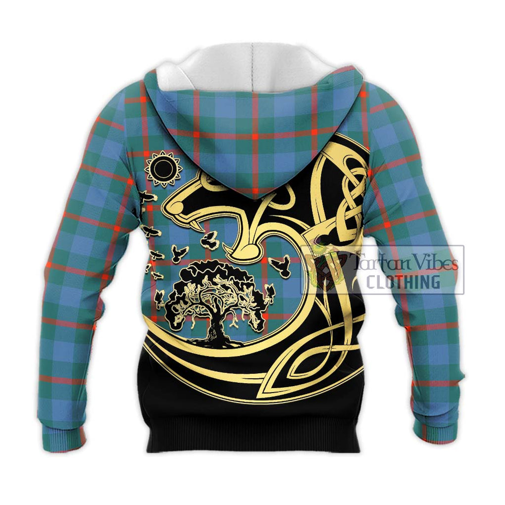 Agnew Ancient Tartan Knitted Hoodie with Family Crest Celtic Wolf Style - Tartan Vibes Clothing