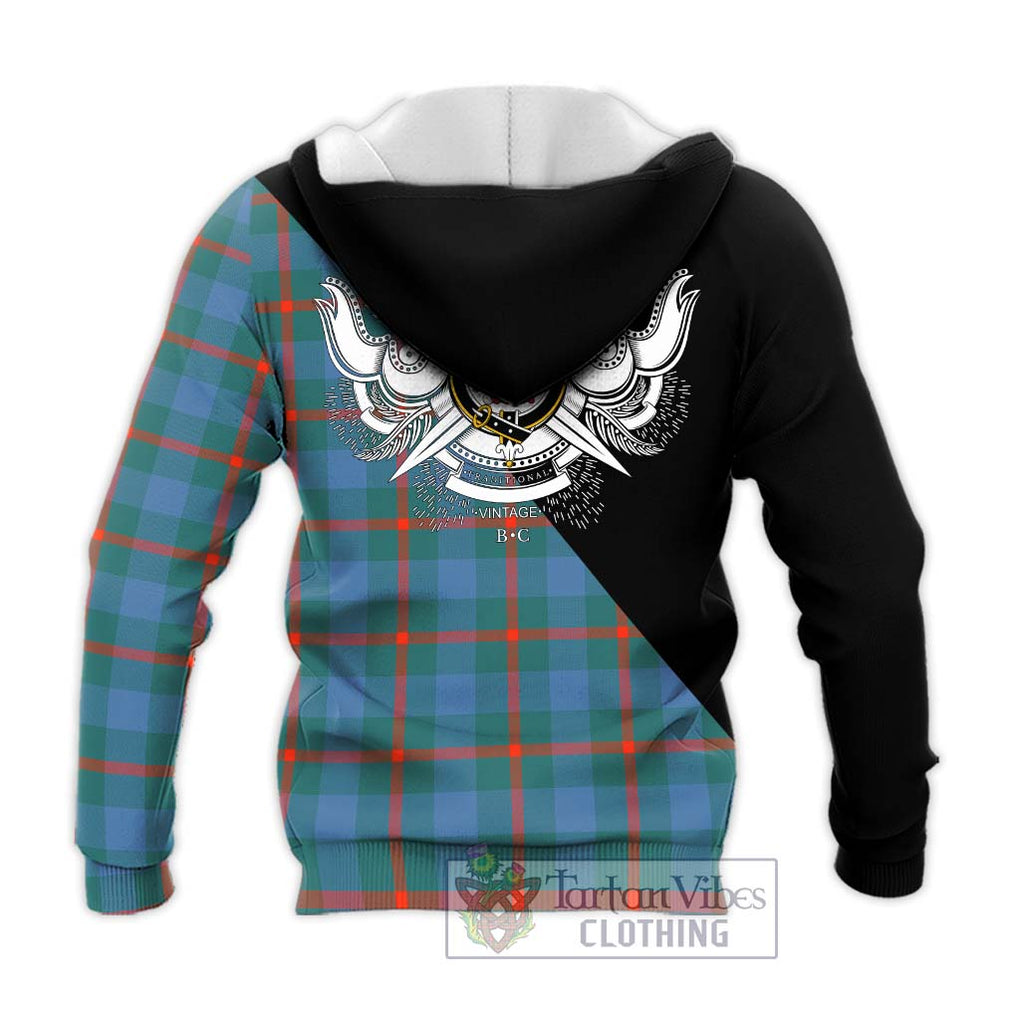 Agnew Ancient Tartan Knitted Hoodie with Family Crest and Military Logo Style - Tartanvibesclothing Shop