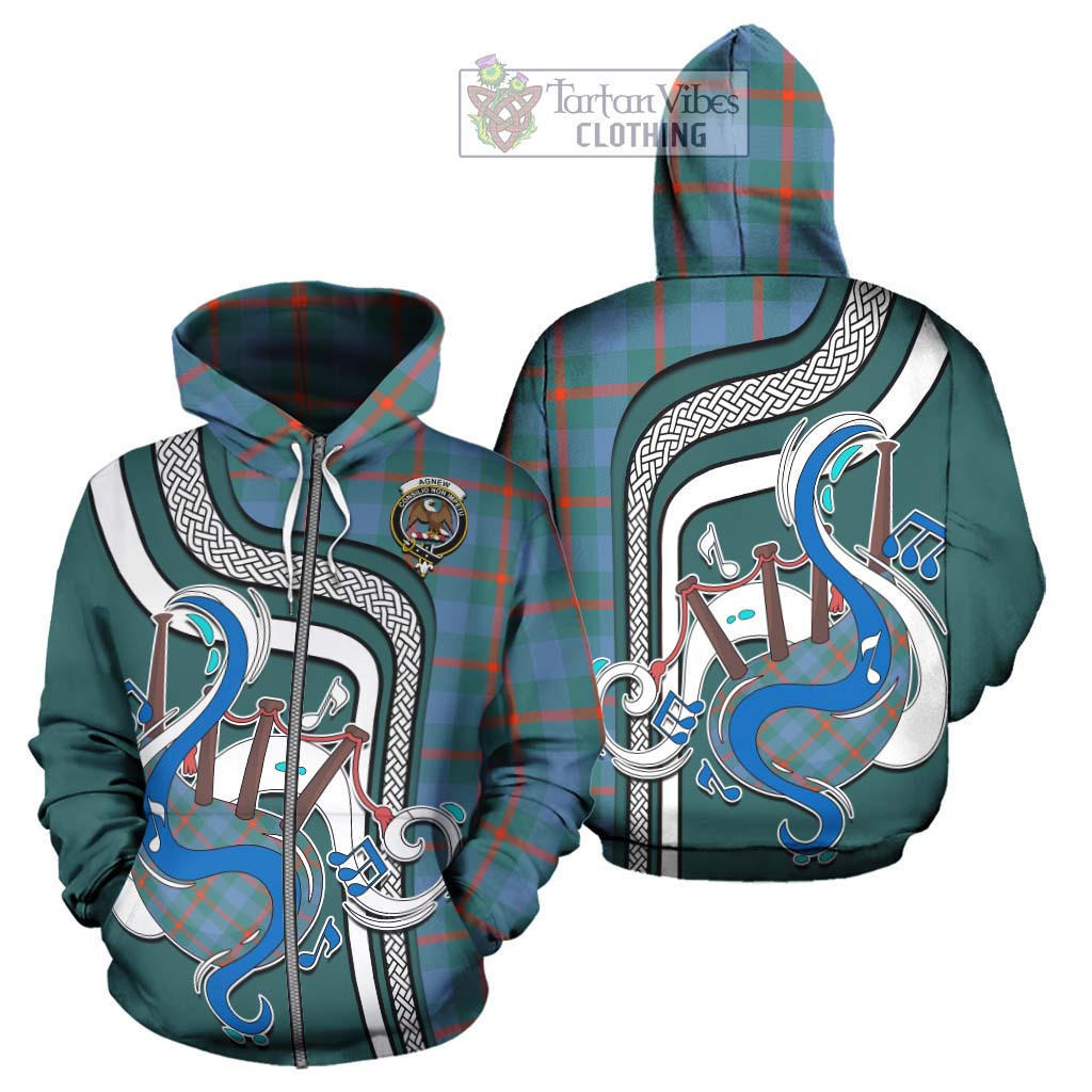 Tartan Vibes Clothing Agnew Ancient Tartan Hoodie with Epic Bagpipe Style