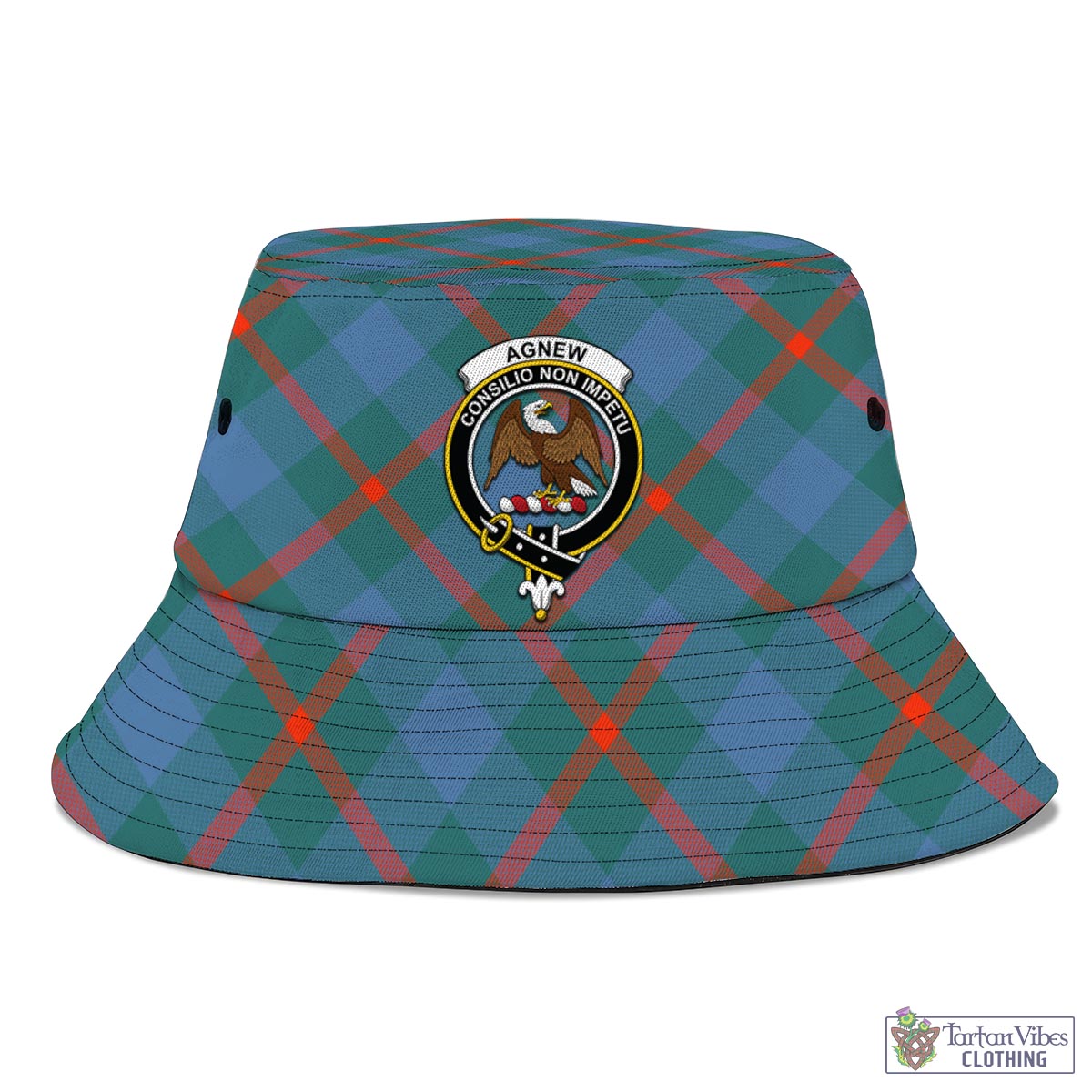 Tartan Vibes Clothing Agnew Ancient Tartan Bucket Hat with Family Crest