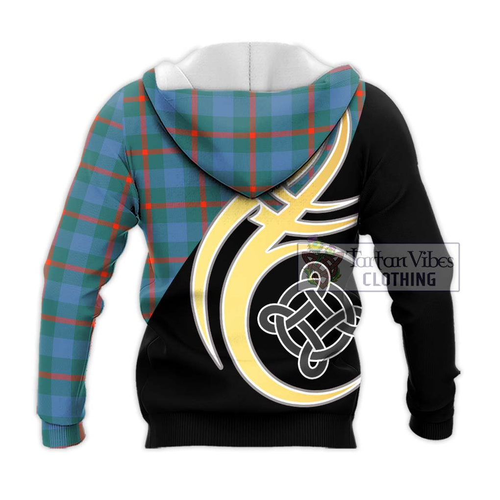 Agnew Ancient Tartan Knitted Hoodie with Family Crest and Celtic Symbol Style - Tartan Vibes Clothing