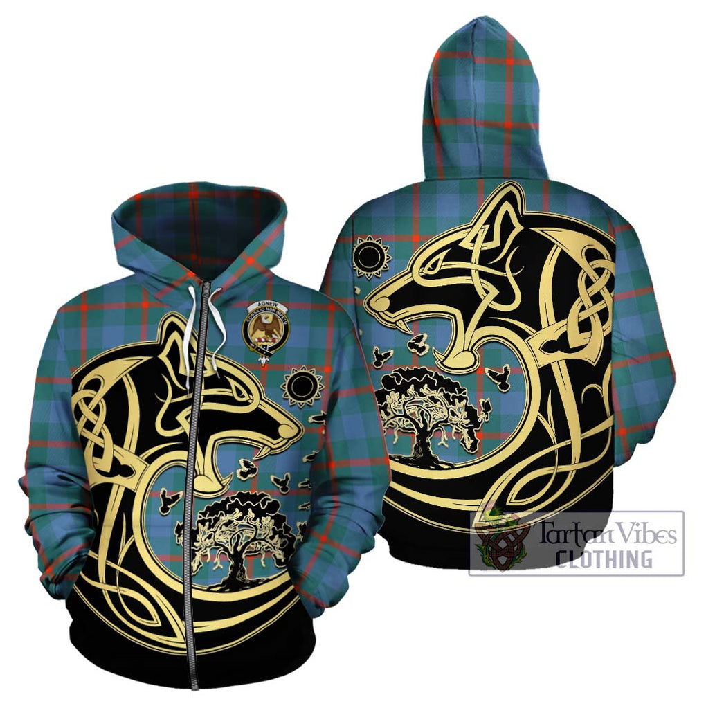 Agnew Ancient Tartan Hoodie with Family Crest Celtic Wolf Style - Tartan Vibes Clothing