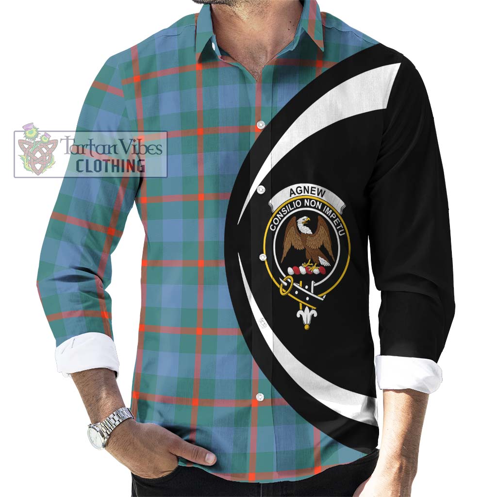 Agnew Ancient Tartan Long Sleeve Button Up with Family Crest Circle Style - Tartan Vibes Clothing