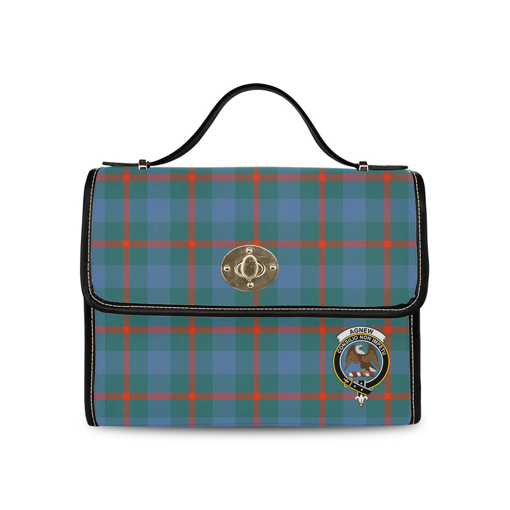 Agnew Ancient Tartan Leather Strap Waterproof Canvas Bag with Family Crest - Tartanvibesclothing