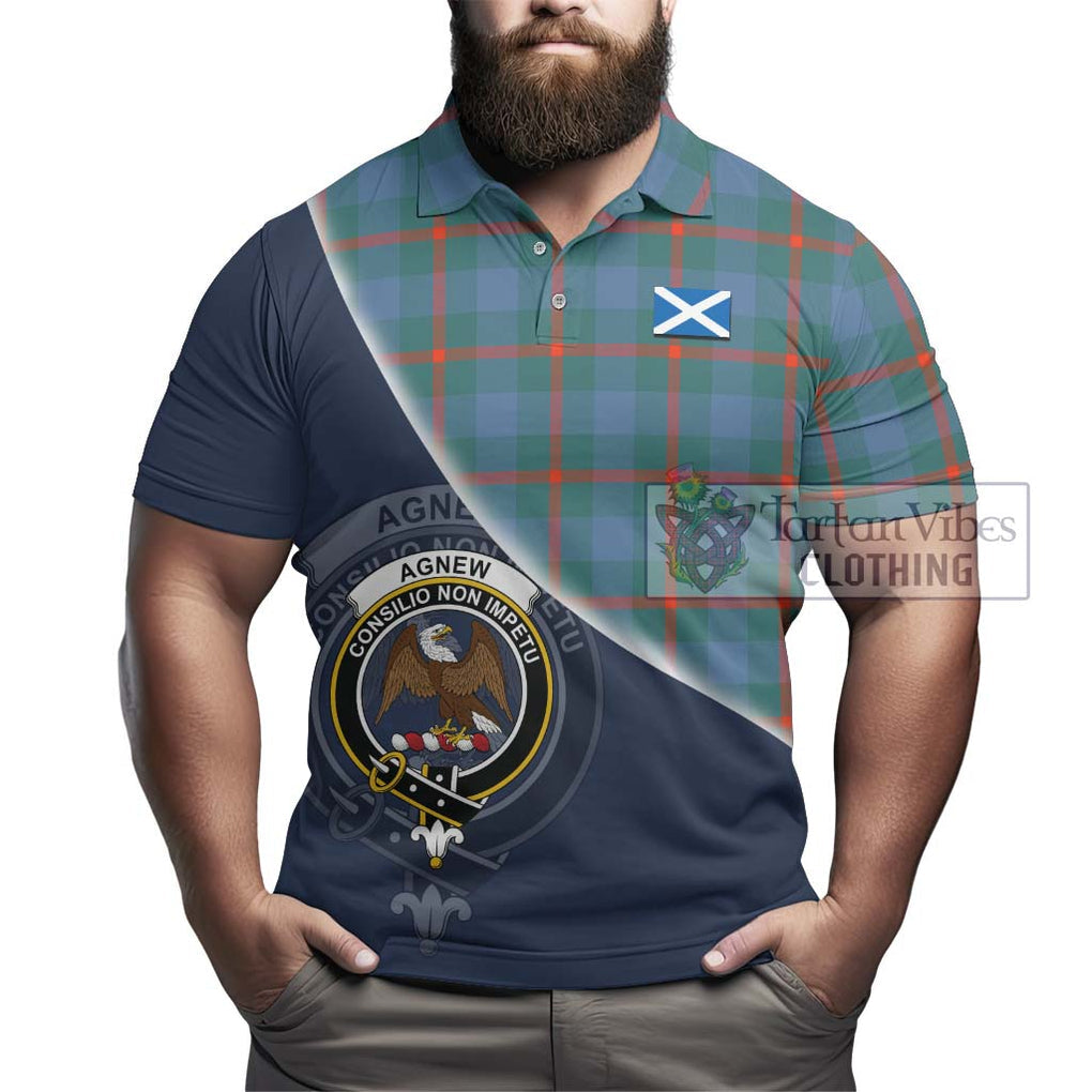 Agnew Ancient Tartan Polo Shirt with Personalised National Flag and Family Crest Half Style - Tartanvibesclothing Shop