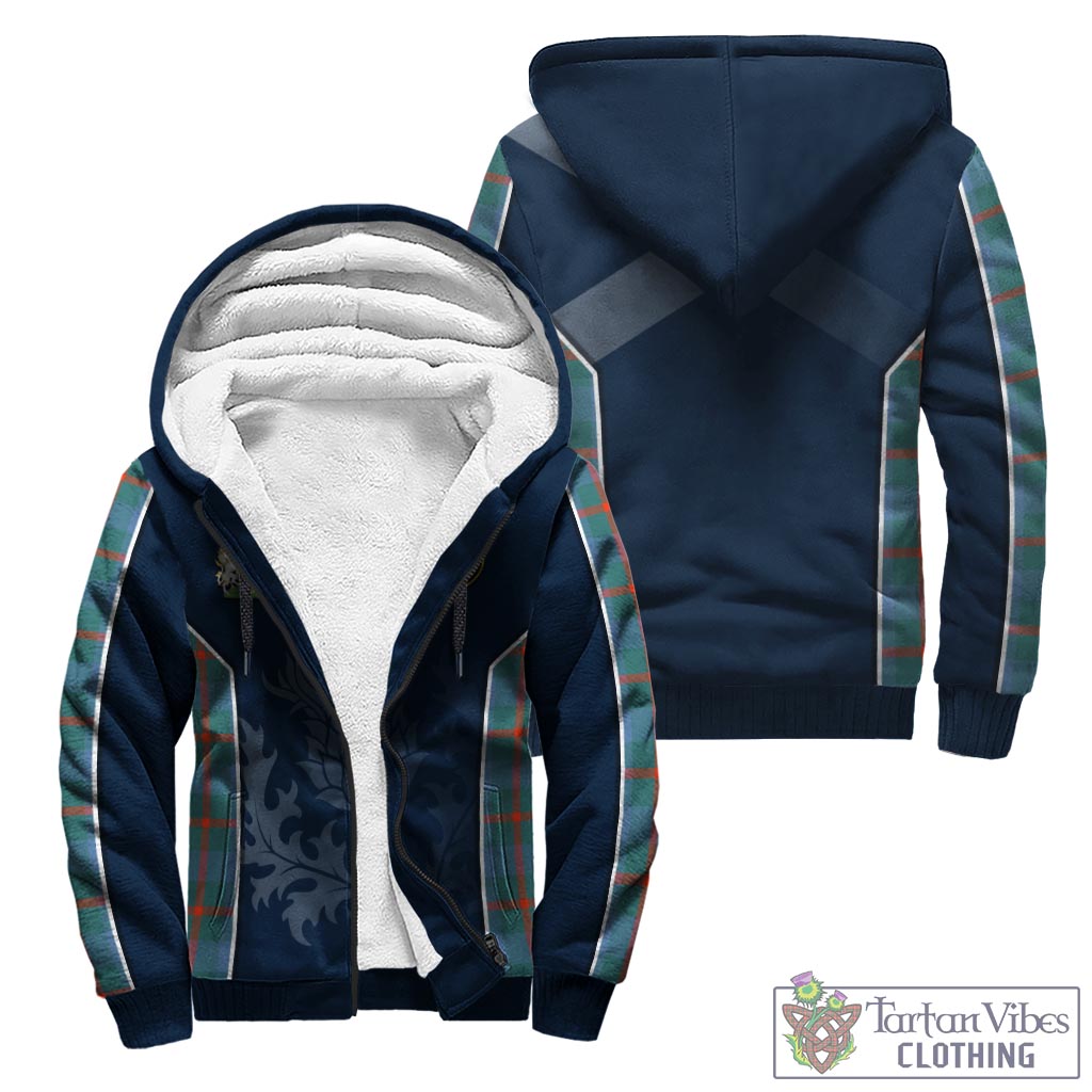 Tartan Vibes Clothing Agnew Ancient Tartan Sherpa Hoodie with Family Crest and Scottish Thistle Vibes Sport Style