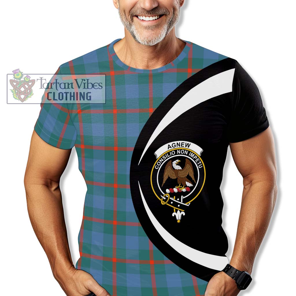 Tartan Vibes Clothing Agnew Ancient Tartan T-Shirt with Family Crest Circle Style