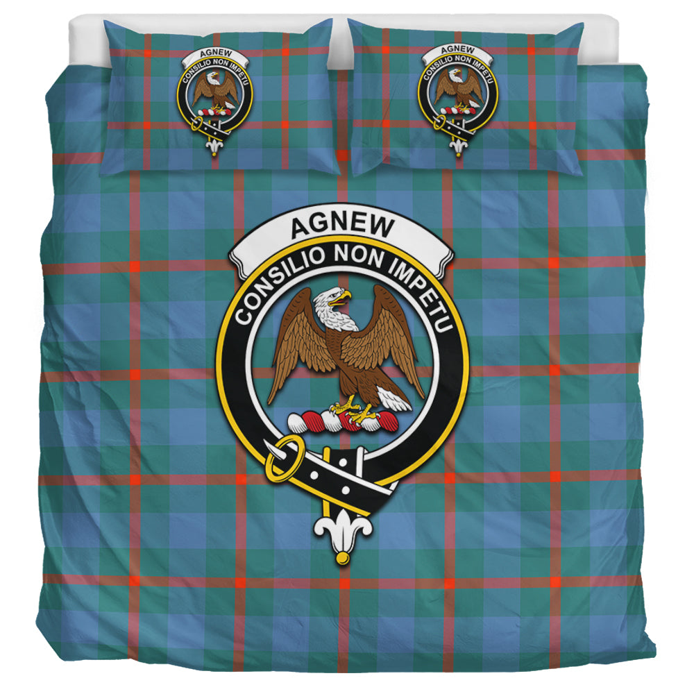 Agnew Ancient Tartan Bedding Set with Family Crest UK Bedding Set UK Super King 104*94 inch - Tartan Vibes Clothing