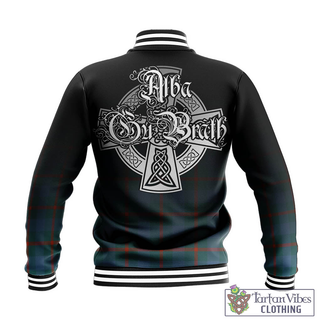 Tartan Vibes Clothing Agnew Ancient Tartan Baseball Jacket Featuring Alba Gu Brath Family Crest Celtic Inspired