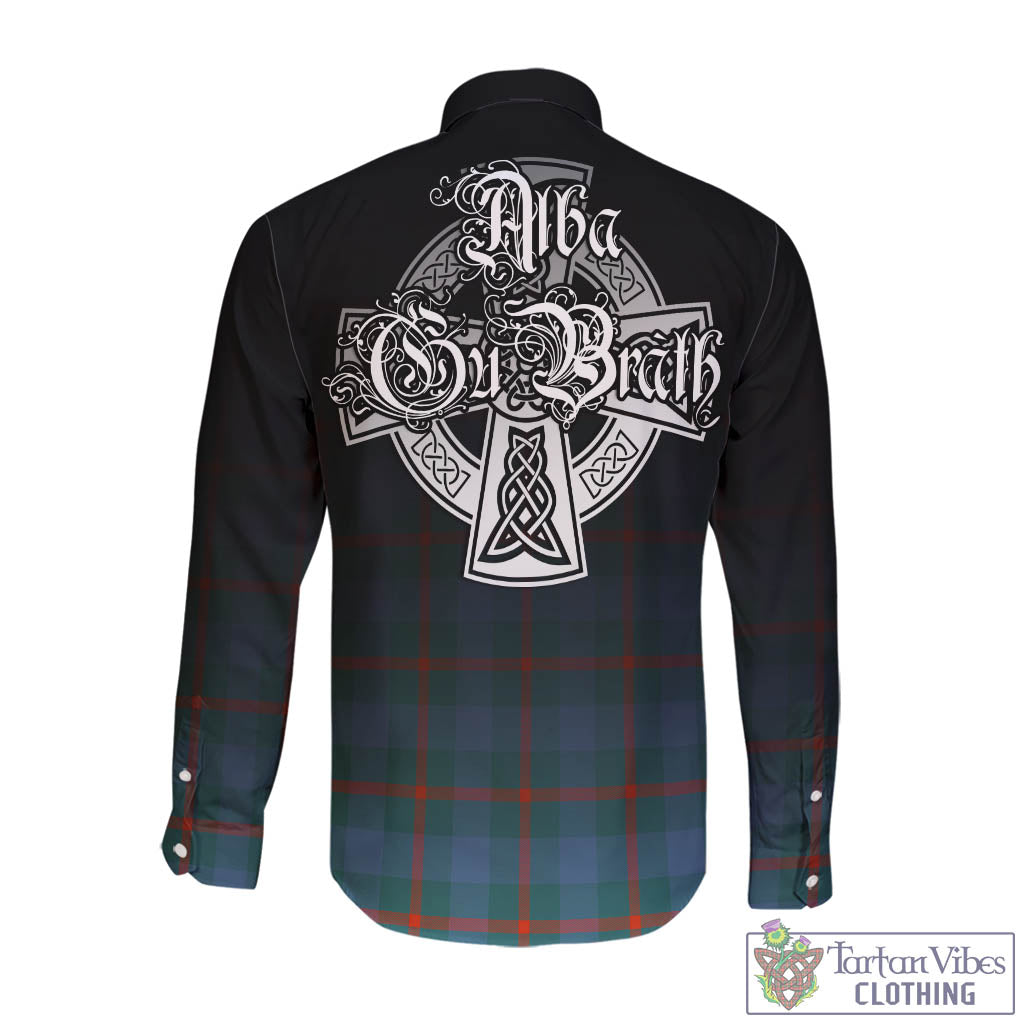 Tartan Vibes Clothing Agnew Ancient Tartan Long Sleeve Button Up Featuring Alba Gu Brath Family Crest Celtic Inspired