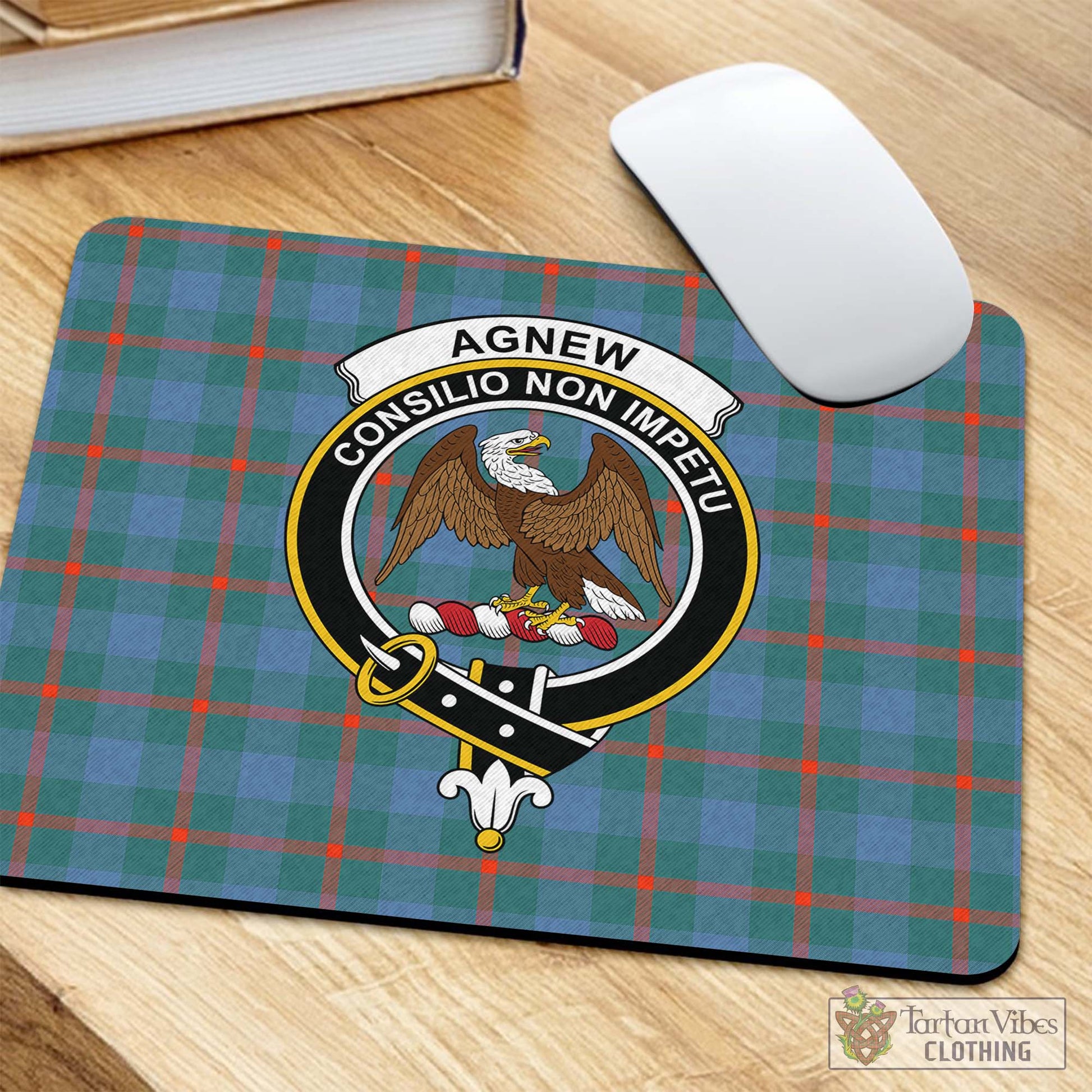 Tartan Vibes Clothing Agnew Ancient Tartan Mouse Pad with Family Crest