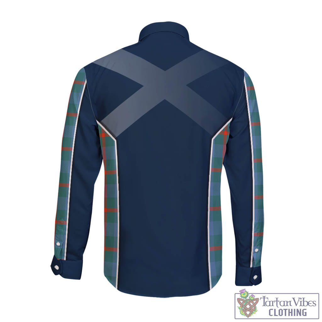 Tartan Vibes Clothing Agnew Ancient Tartan Long Sleeve Button Up Shirt with Family Crest and Lion Rampant Vibes Sport Style
