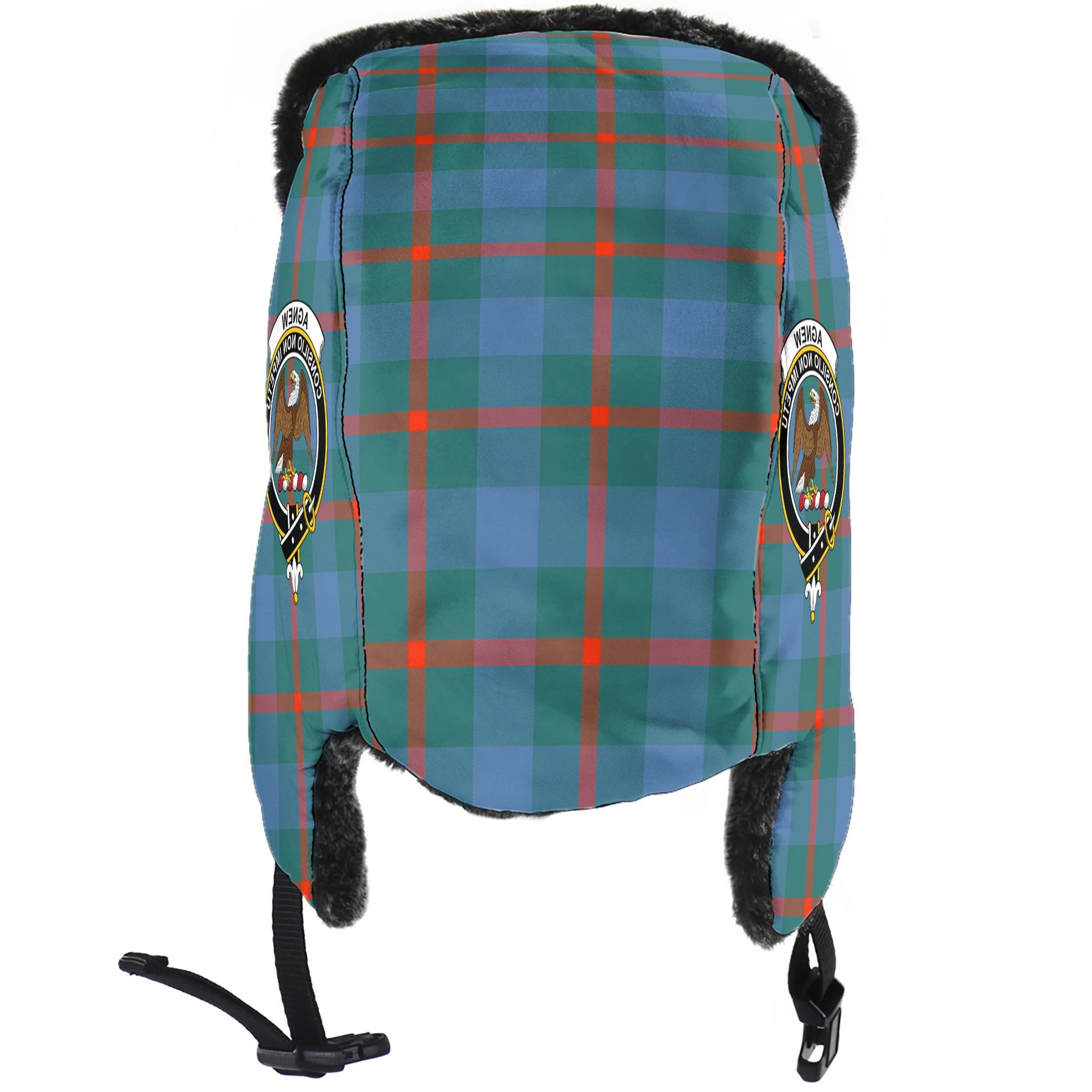 Agnew Ancient Tartan Winter Trapper Hat with Family Crest - Tartanvibesclothing