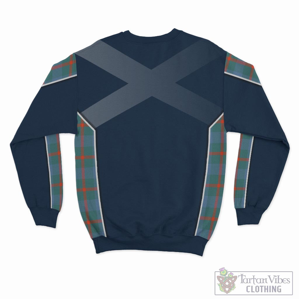 Tartan Vibes Clothing Agnew Ancient Tartan Sweatshirt with Family Crest and Scottish Thistle Vibes Sport Style