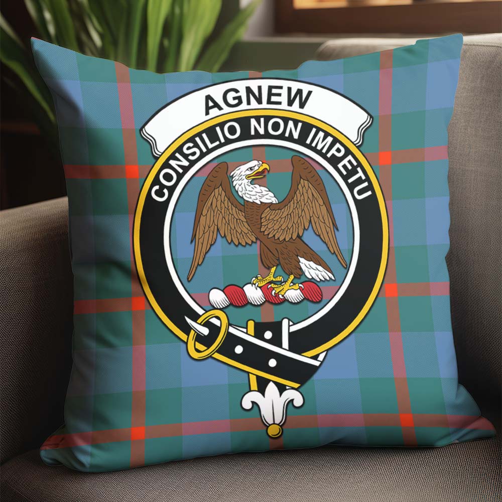 Agnew Ancient Tartan Pillow Cover with Family Crest - Tartanvibesclothing