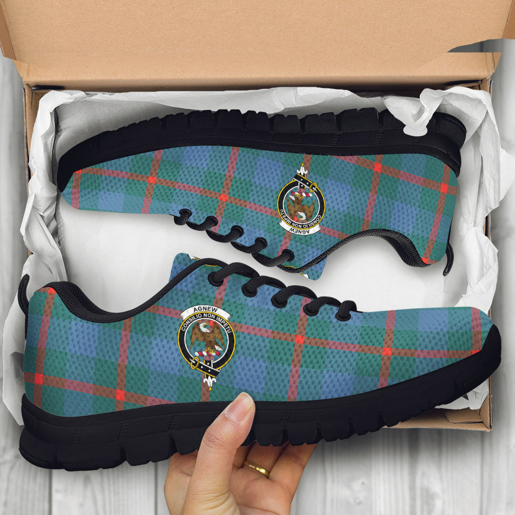 Agnew Ancient Tartan Sneakers with Family Crest - Tartan Vibes Clothing