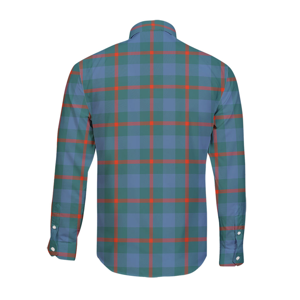 Agnew Ancient Tartan Long Sleeve Button Up Shirt with Family Crest - Tartanvibesclothing