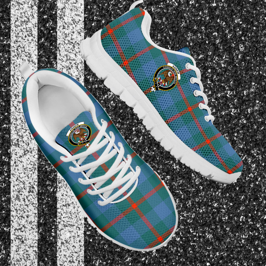 Agnew Ancient Tartan Sneakers with Family Crest - Tartan Vibes Clothing