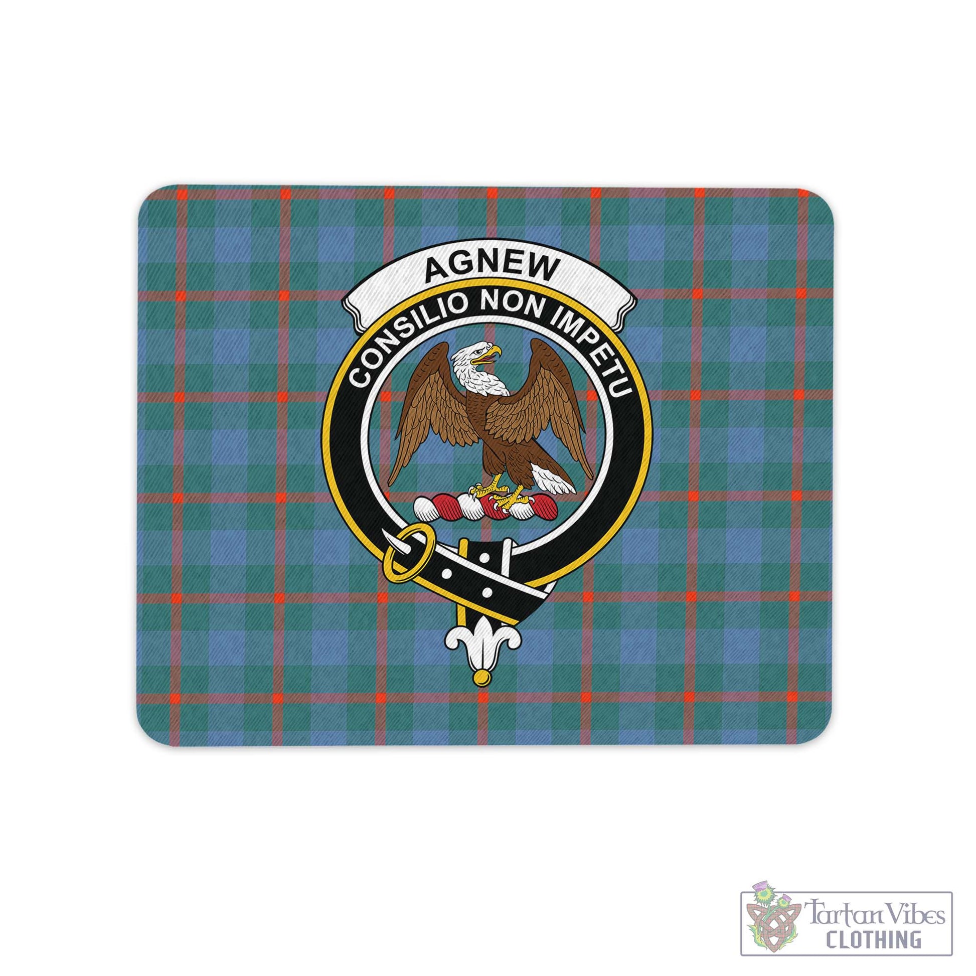 Tartan Vibes Clothing Agnew Ancient Tartan Mouse Pad with Family Crest