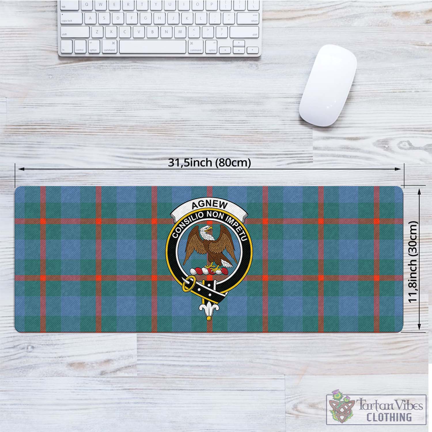 Tartan Vibes Clothing Agnew Ancient Tartan Mouse Pad with Family Crest