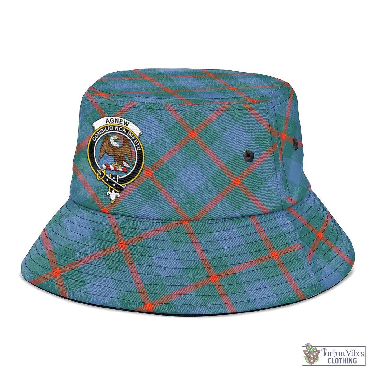 Tartan Vibes Clothing Agnew Ancient Tartan Bucket Hat with Family Crest