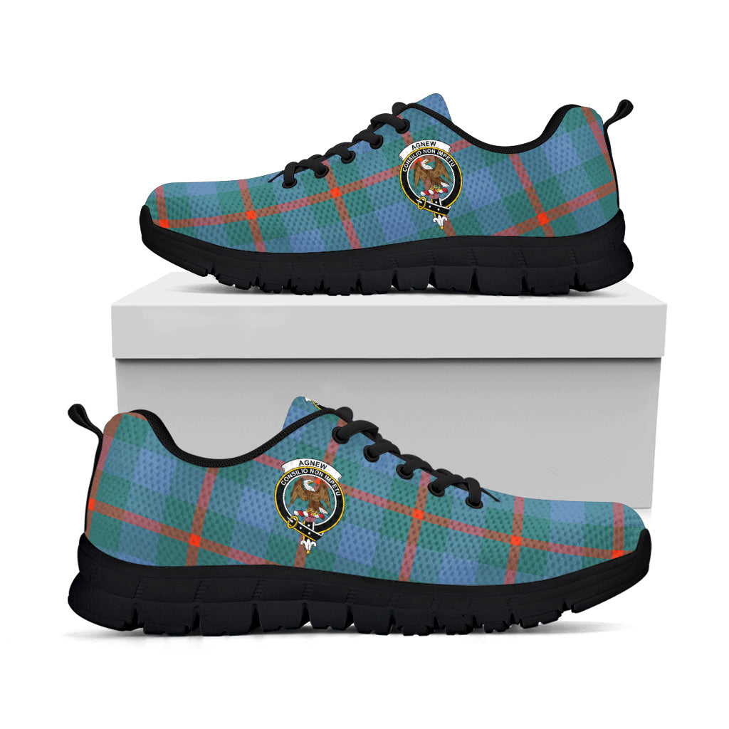 Agnew Ancient Tartan Sneakers with Family Crest - Tartan Vibes Clothing