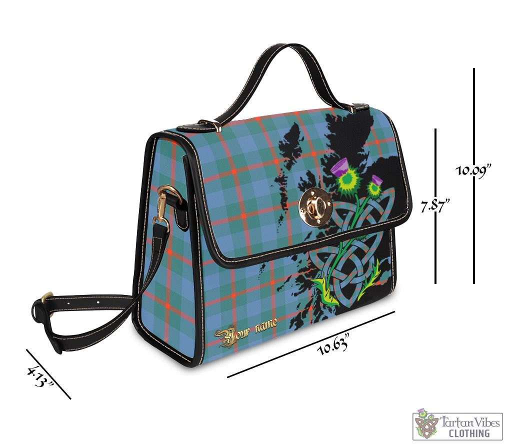 Tartan Vibes Clothing Agnew Ancient Tartan Waterproof Canvas Bag with Scotland Map and Thistle Celtic Accents