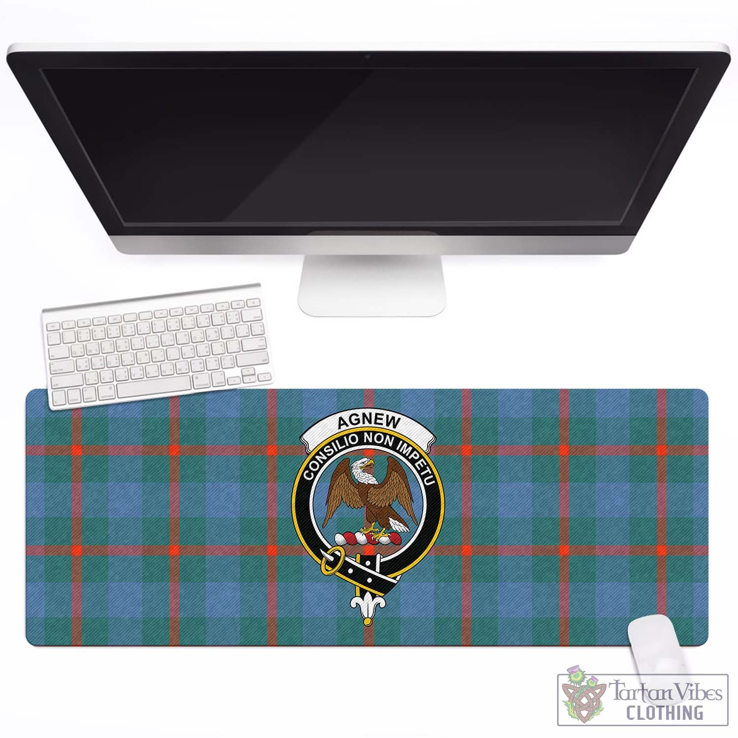 Tartan Vibes Clothing Agnew Ancient Tartan Mouse Pad with Family Crest