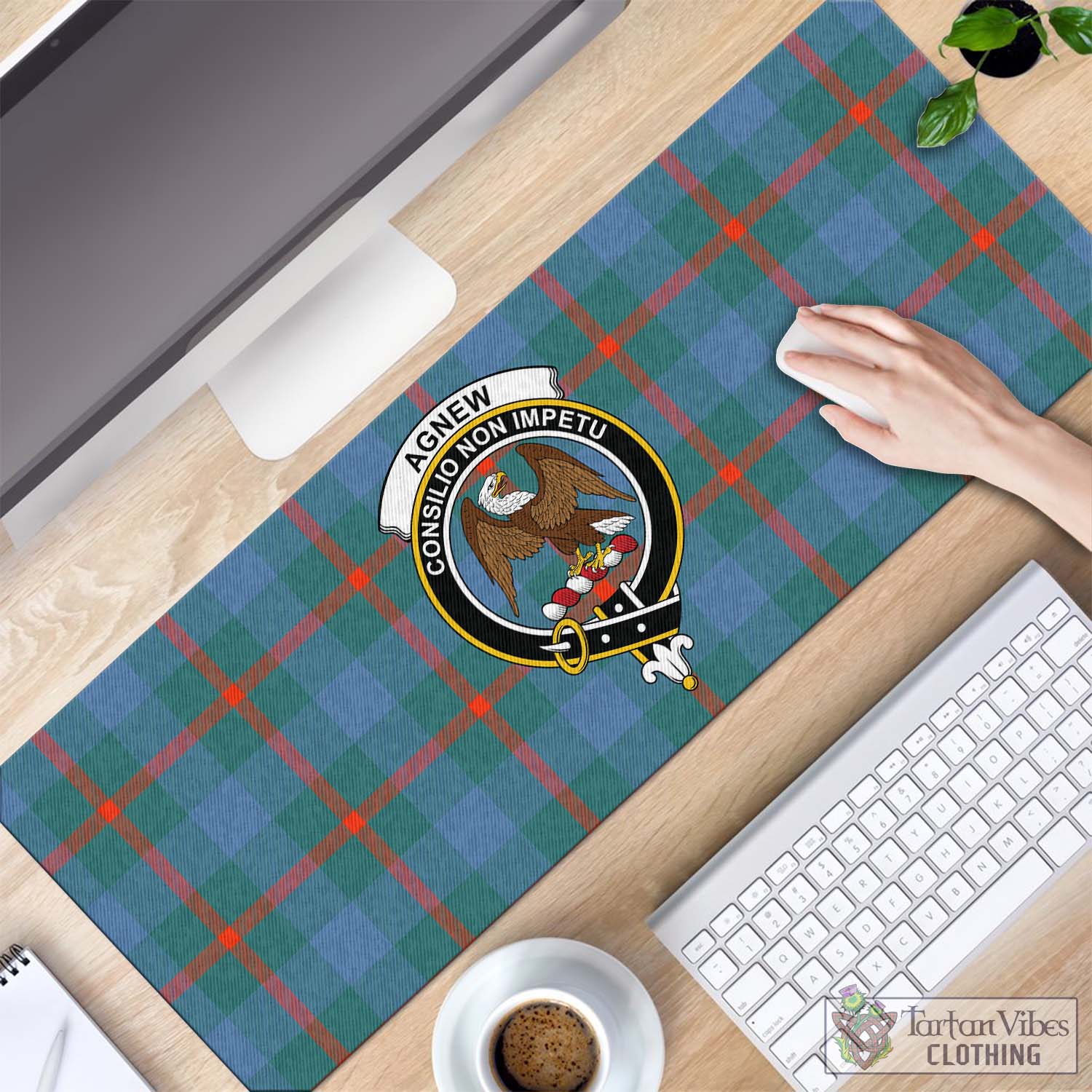 Tartan Vibes Clothing Agnew Ancient Tartan Mouse Pad with Family Crest