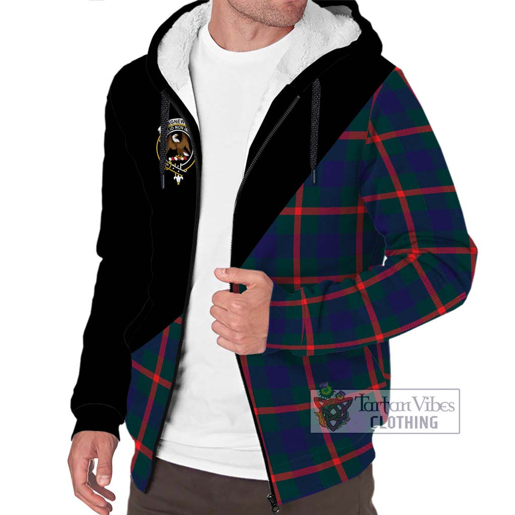 Agnew Tartan Sherpa Hoodie with Family Crest and Military Logo Style Unisex S - Tartanvibesclothing Shop