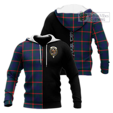 Agnew Tartan Knitted Hoodie with Family Crest and Half Of Me Style