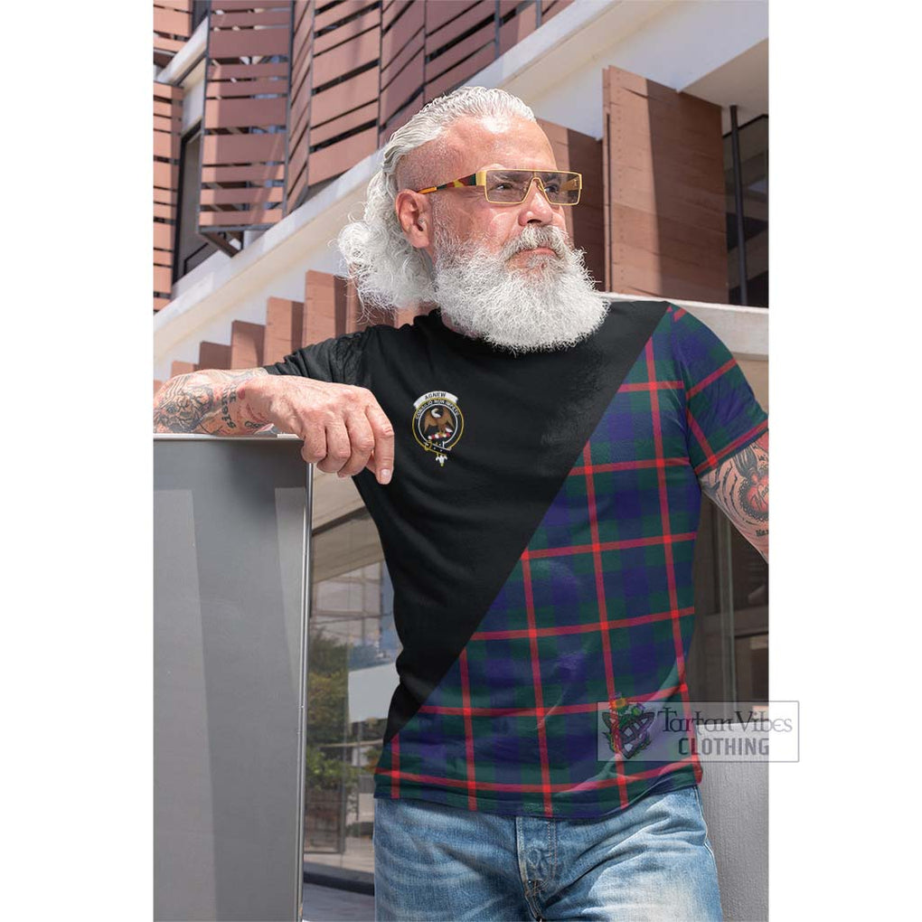 Tartan Vibes Clothing Agnew Modern Tartan Cotton T-shirt with Family Crest and Military Logo Style