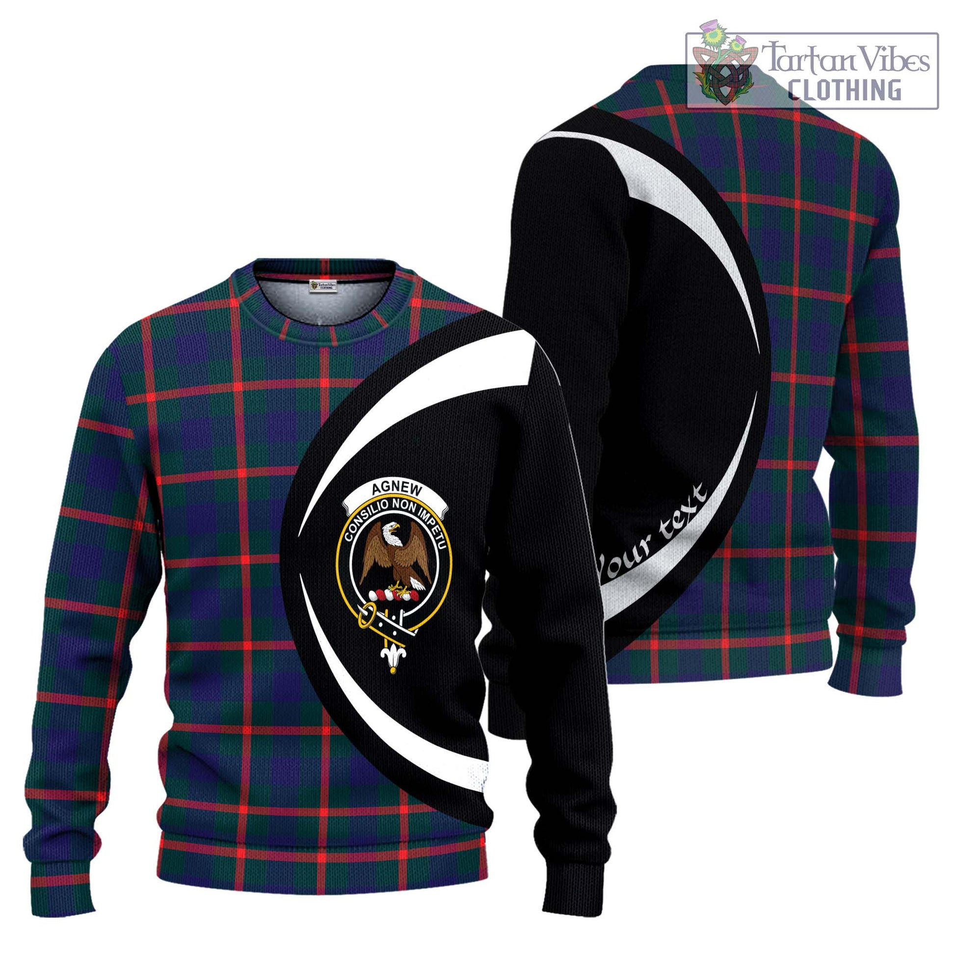 Agnew Tartan Ugly Sweater with Family Crest Circle Style Unisex - Tartan Vibes Clothing