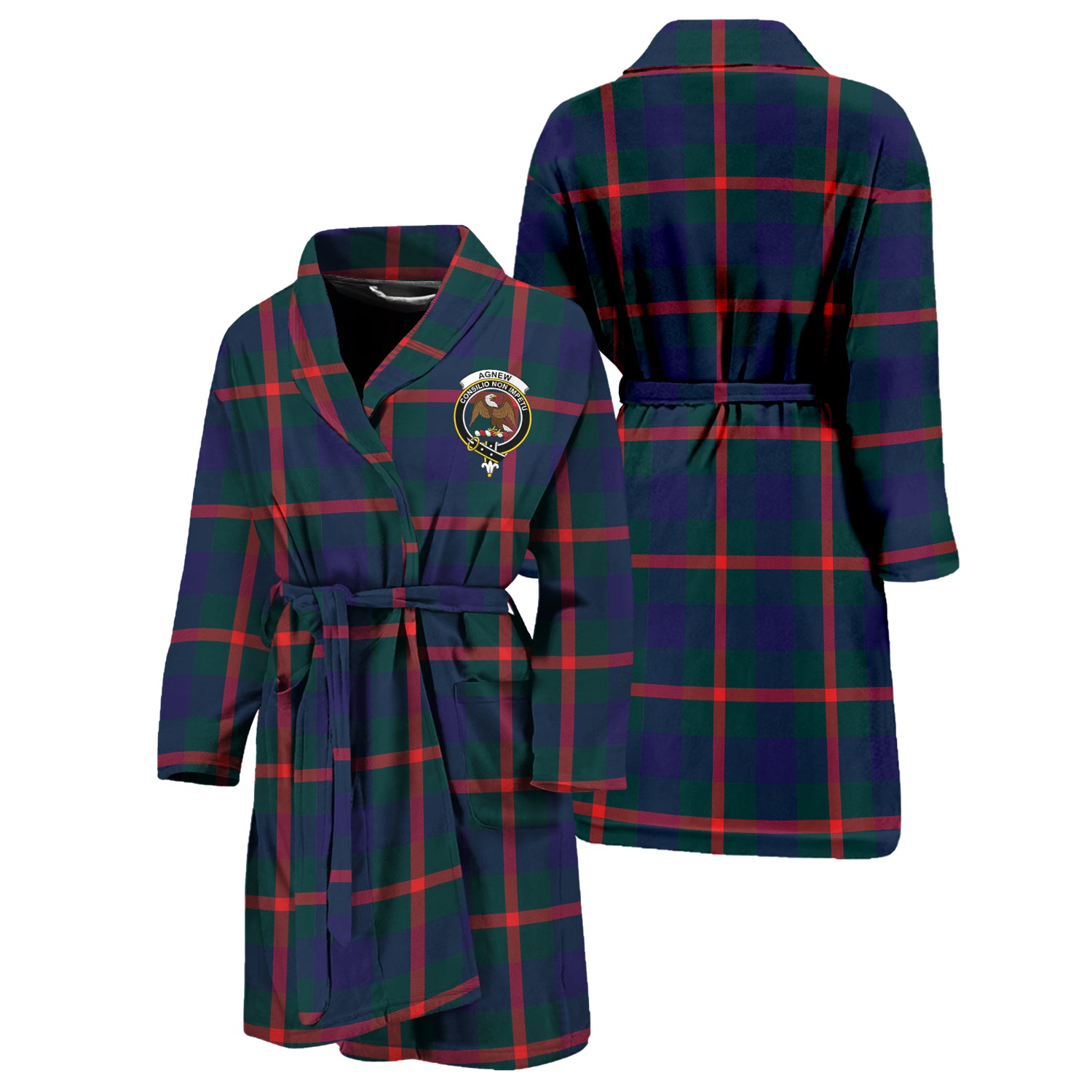 Agnew Tartan Bathrobe with Family Crest Unisex S - Tartan Vibes Clothing