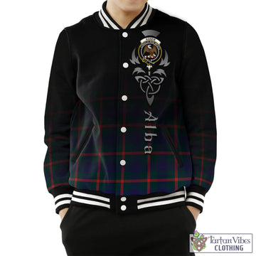 Agnew Tartan Baseball Jacket Featuring Alba Gu Brath Family Crest Celtic Inspired