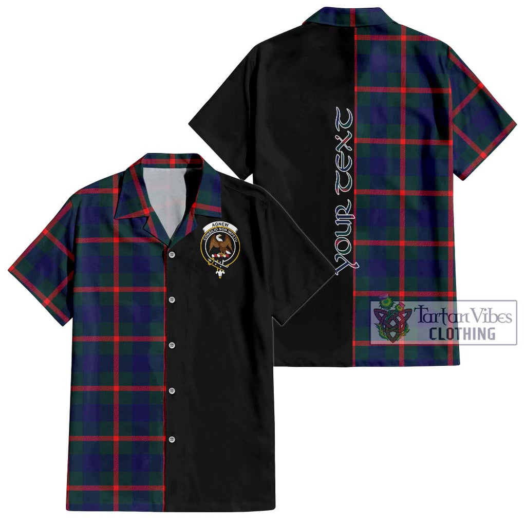 Agnew Tartan Short Sleeve Button Shirt with Family Crest and Half Of Me Style Kid - Tartanvibesclothing Shop