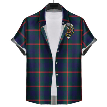 Agnew Tartan Short Sleeve Button Down Shirt with Family Crest