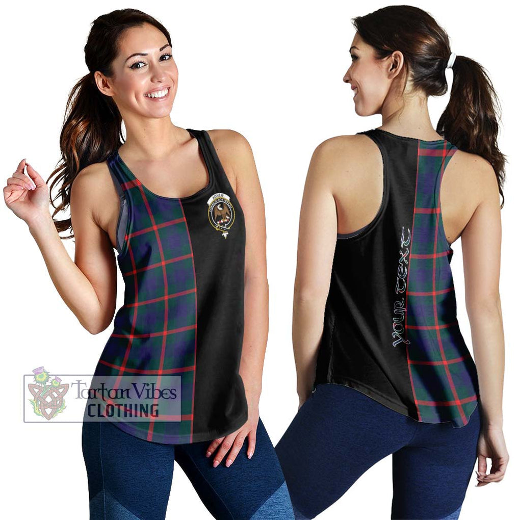 Agnew Tartan Women's Racerback Tanks with Family Crest and Half Of Me Style 4XL - Tartanvibesclothing Shop