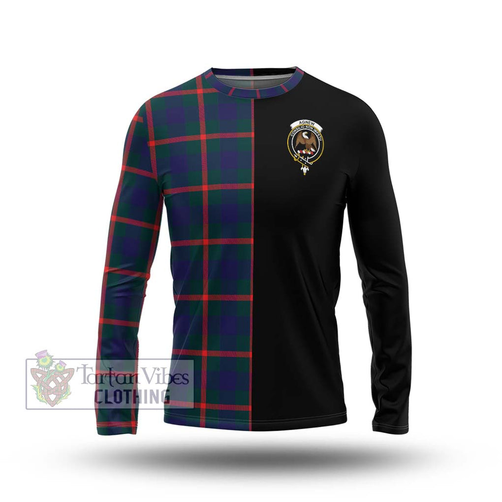 Agnew Tartan Long Sleeve T-Shirt with Family Crest and Half Of Me Style Unisex - Tartanvibesclothing Shop