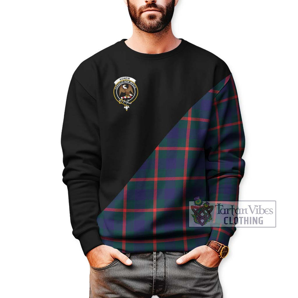 Agnew Tartan Sweatshirt with Family Crest and Military Logo Style Unisex - Tartanvibesclothing Shop