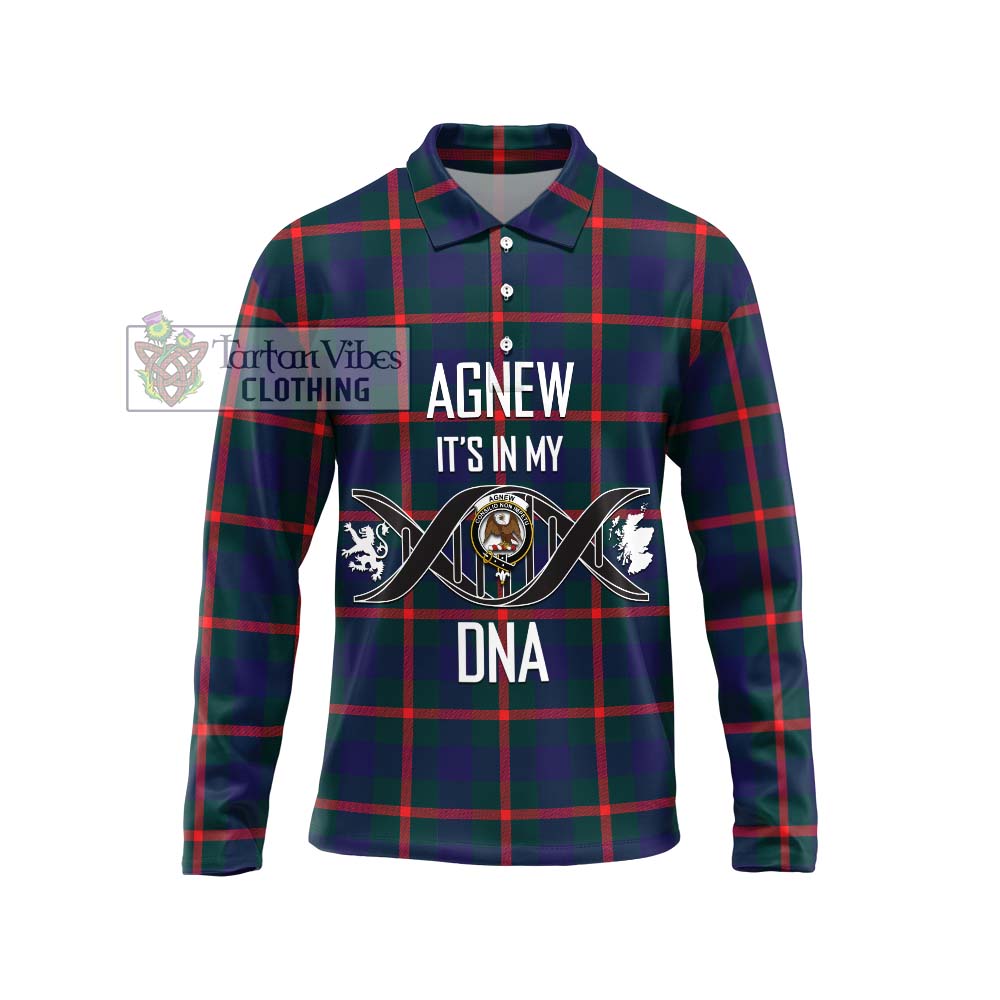 Agnew Tartan Long Sleeve Polo Shirt with Family Crest DNA In Me Style Unisex - Tartanvibesclothing Shop