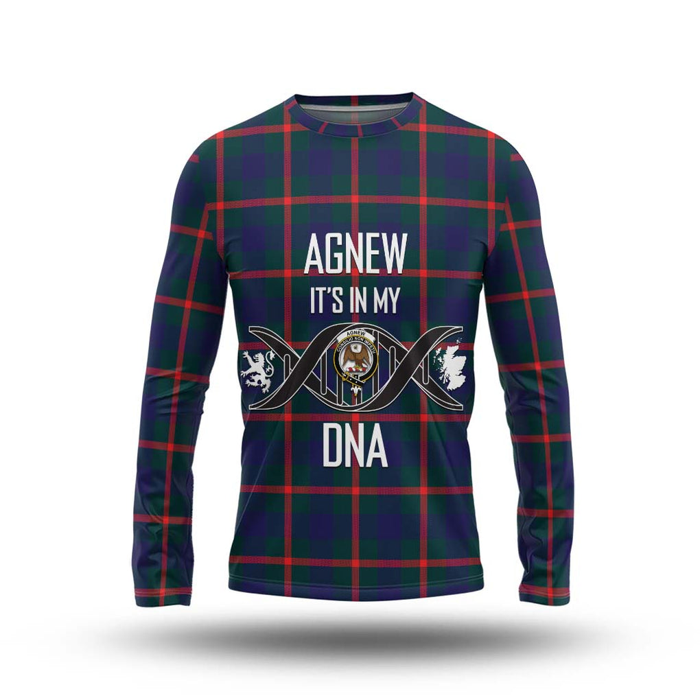 Agnew Tartan Long Sleeve T-Shirt with Family Crest DNA In Me Style Unisex - Tartanvibesclothing Shop