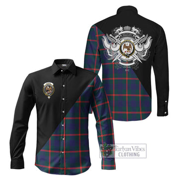 Agnew Tartan Long Sleeve Button Shirt with Family Crest and Military Logo Style