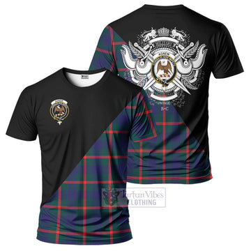 Agnew Tartan T-Shirt with Family Crest and Military Logo Style