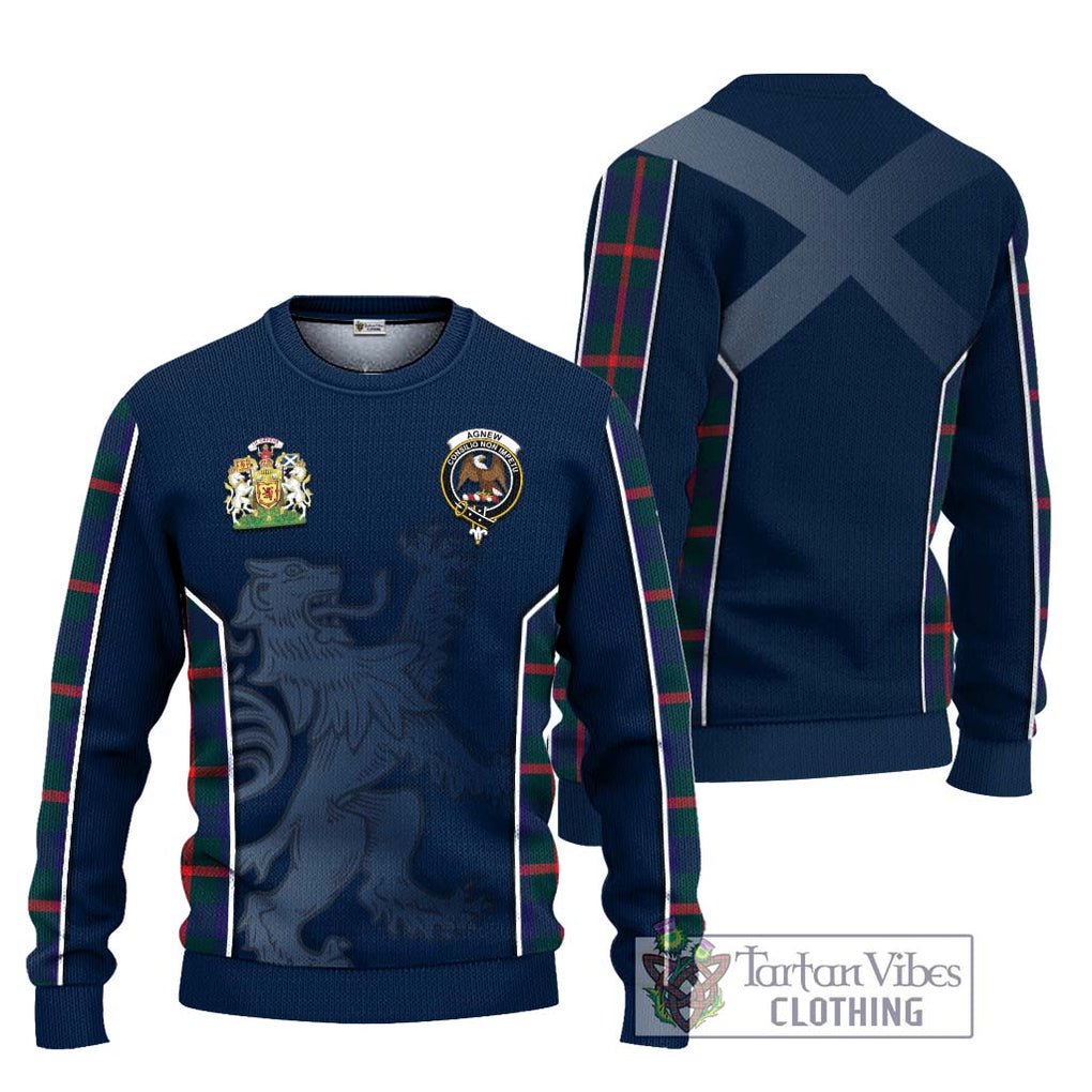 Agnew Tartan Knitted Sweater with Family Crest and Lion Rampant Vibes Sport Style Unisex - Tartan Vibes Clothing